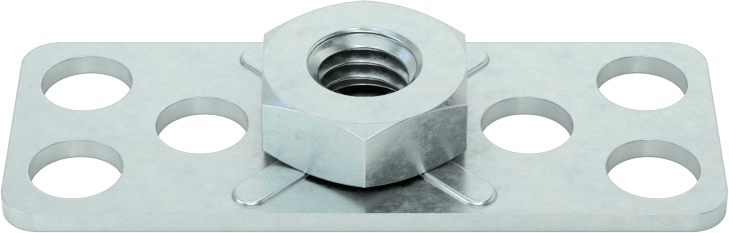 Çelik Dar Tabanlı Yapıştırıcıya Hazır Somunlar, M6 x 1 mm Diş Boyutu, 38 mm Taban Uzunluğu