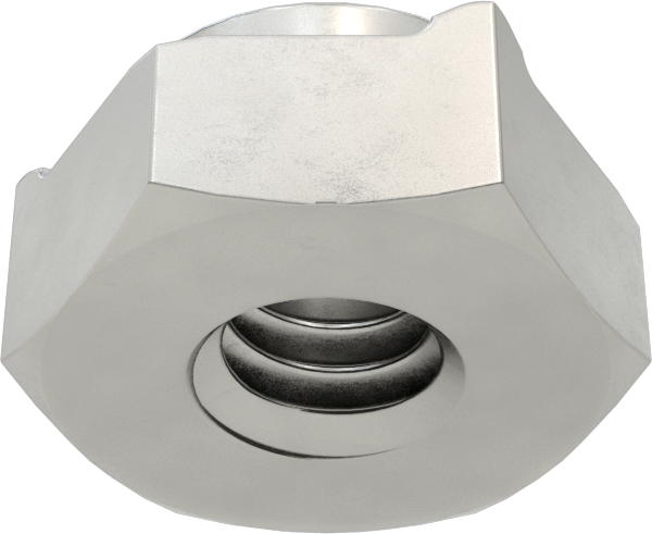 Çelik altıgen kaynak somunu, 1/4"-20 Diş Boyutu, 13/32“ Çap x 0,085” Yüksek Yaka