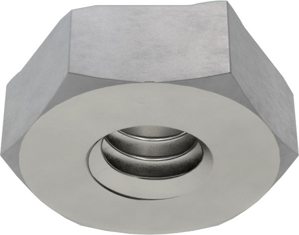 Çelik altıgen kaynak somunu, 1/4"-20 Diş Boyutu, 13/32“ Çap x 0,040” Yükseklik Yaka
