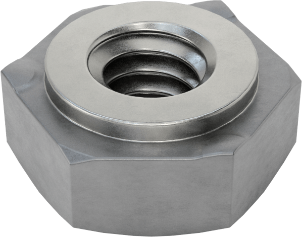 Çelik altıgen kaynak somunu, 1/4"-20 Diş Boyutu, 13/32“ Çap x 0,040” Yükseklik Yaka