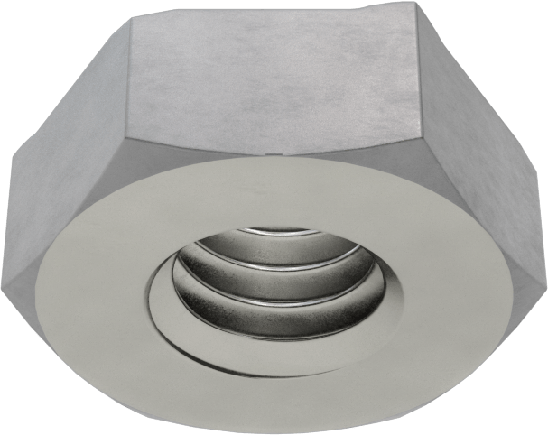 Çelik altıgen kaynak somunu, 5/16"-18 Diş Boyutu, 15/32“ Çap x 0,040” Yükseklikli Yaka
