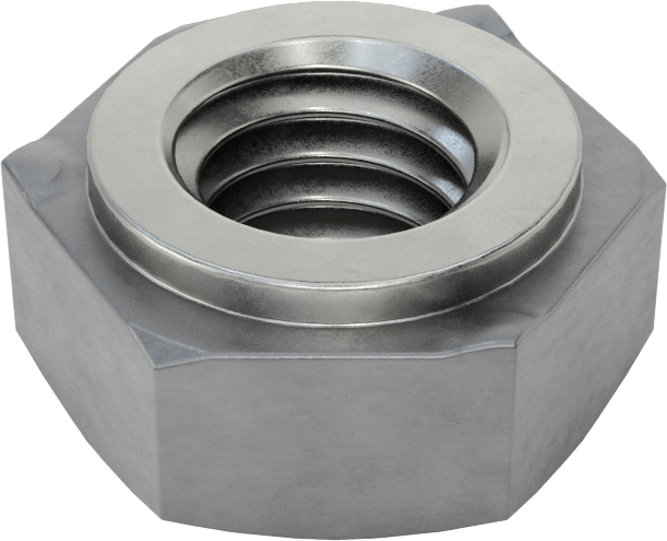 Çelik altıgen kaynak somunu, 3/8"-16 Diş Boyutu, 17/32“ Çap x 0,050” Yükseklik Yaka
