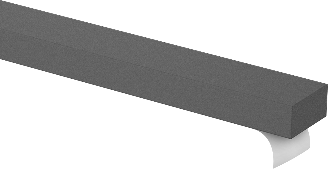 Süper Yastıklama Polietilen Köpük Şerit, Yapışkan arka yüz, Ekstra Yumuşak, 1" Genişlik, 1/2" Kalınlık, Siyah