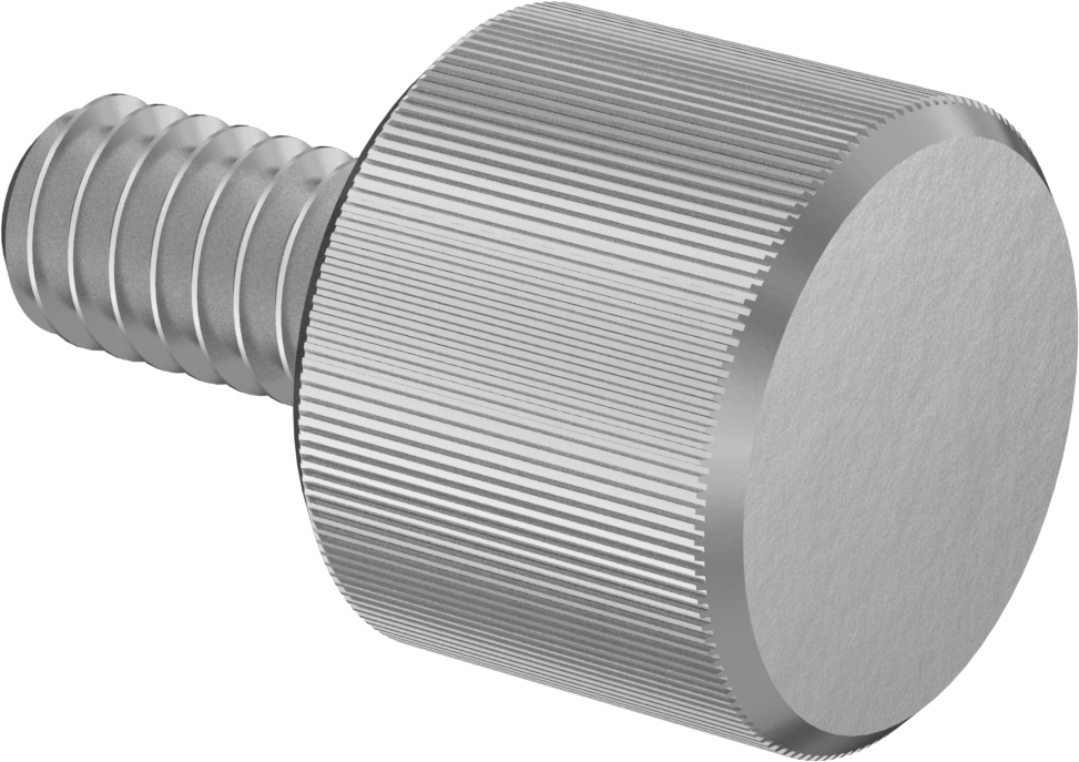 Paslanmaz Çelik Yüksek Profilli Tırtıllı Başlı Parmak Vidası, 1/4"-20 Diş Boyutu, 1/2" Uzunluk