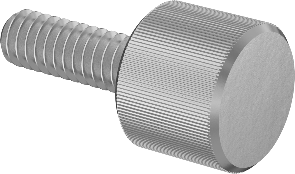 Paslanmaz Çelik Yüksek Profilli Tırtıllı Başlı Parmak Vidası, 1/4"-20 Diş Boyutu, 3/4" Uzunluk