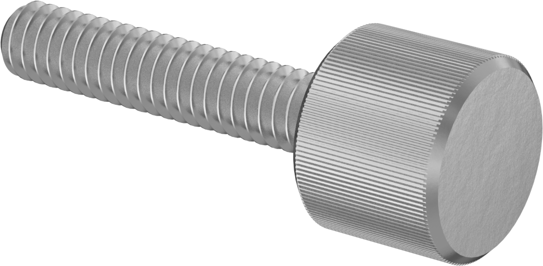 Paslanmaz Çelik Yüksek Profilli Tırtıllı Başlı Parmak Vidası, 1/4"-20 Diş Boyutu, 1-1/4" Uzunluk