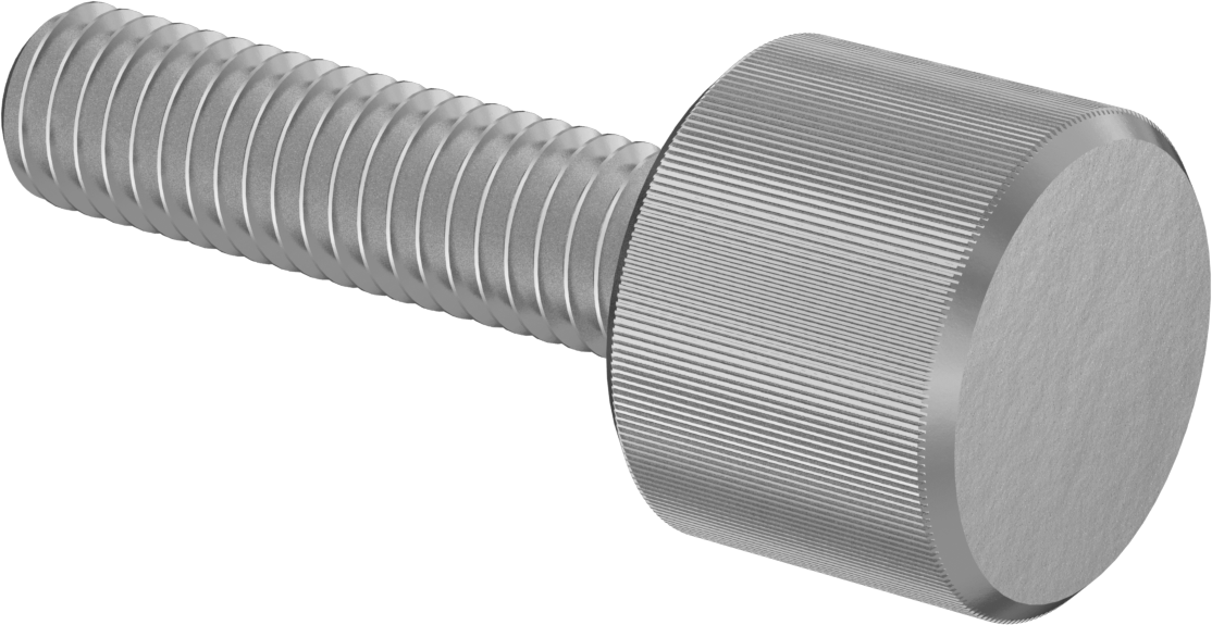 Paslanmaz Çelik Yüksek Profilli Tırtıllı Başlı Parmak Vidası, 3/8"-16 Diş Boyutu, 1-1/2" Uzunluk