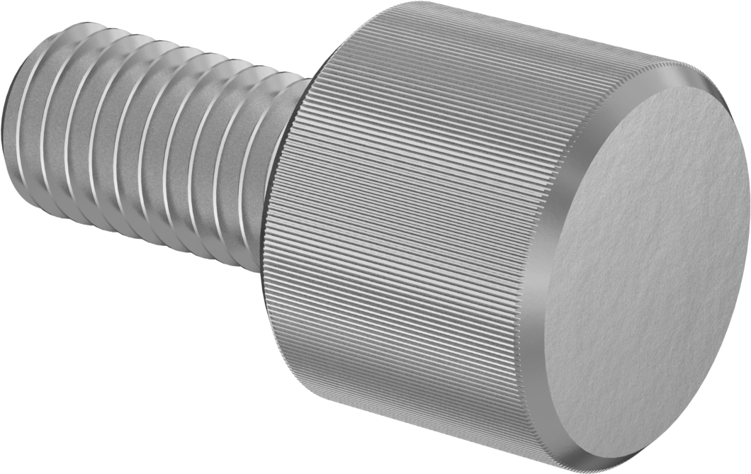 Paslanmaz Çelik Yüksek Profilli Tırtıllı Başlı Parmak Vidası, 1/2"-13 Diş Boyutu, 1" Uzunluk