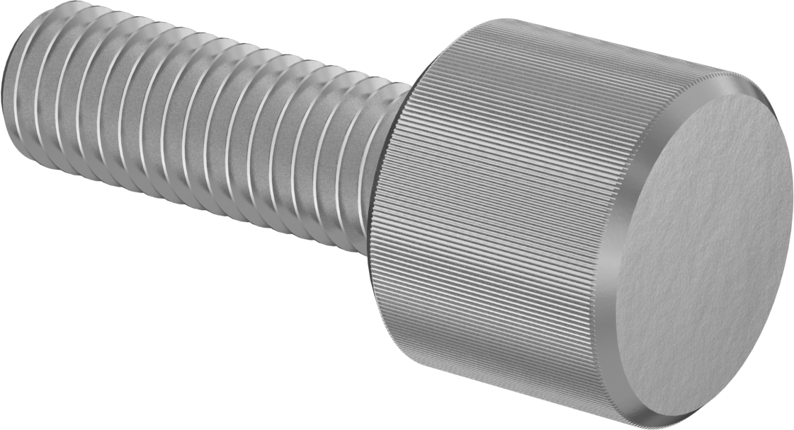 Paslanmaz Çelik Yüksek Profilli Tırtıllı Başlı Parmak Vidası, 1/2"-13 Diş Boyutu, 1-1/2" Uzunluk
