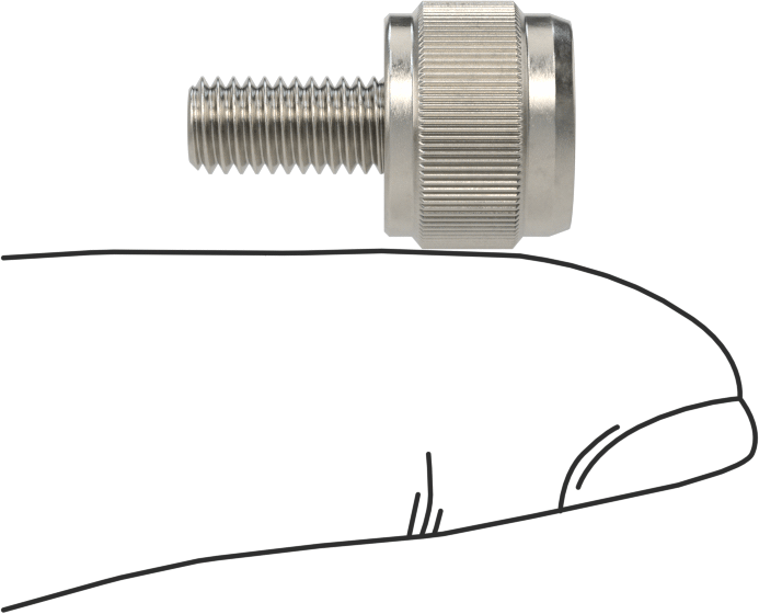 Paslanmaz Çelik Yüksek Profilli Tırtıllı Başlı Parmak Vidası, M5 x 0,8 mm Diş, 10 mm Uzunluk