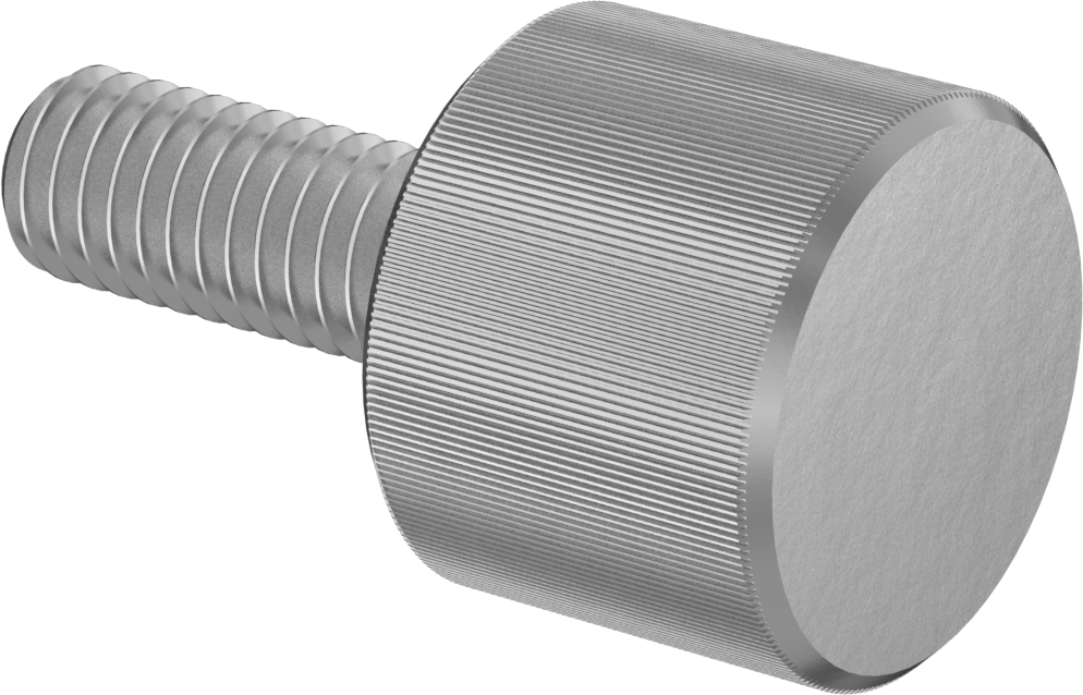 Paslanmaz Çelik Yüksek Profilli Tırtıllı Başlı Parmak Vidası, M6 x 1 mm Diş, 16 mm Uzunluk