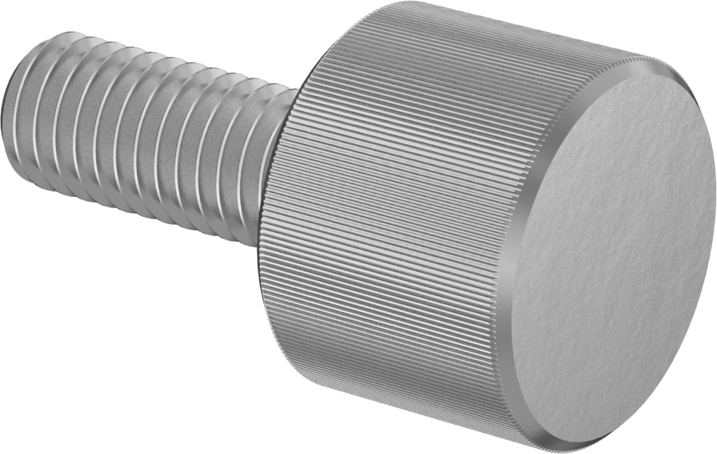 Paslanmaz Çelik Yüksek Profilli Tırtıllı Başlı Parmak Vidası, M8 x 1,25 mm Diş, 20 mm Uzunluk