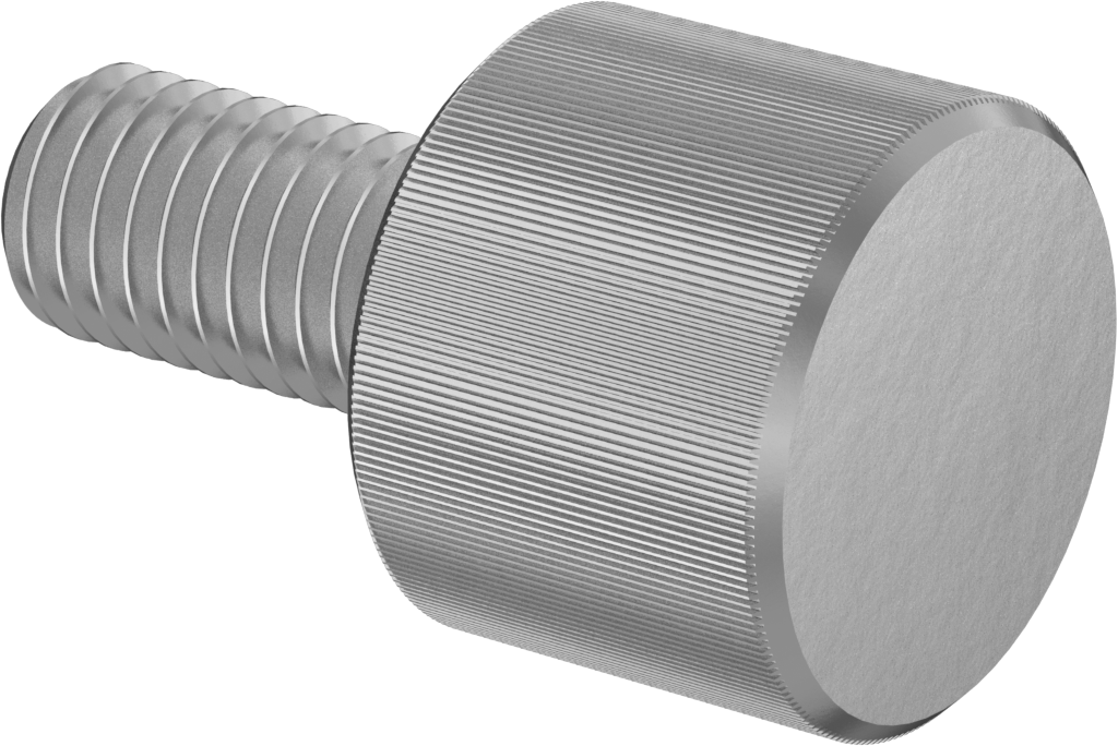 Paslanmaz Çelik Yüksek Profilli Tırtıllı Başlı Parmak Vidası, M10 x 1,5 mm Diş, 20 mm Uzunluk