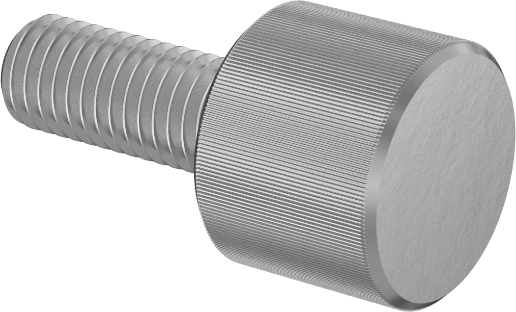 Paslanmaz Çelik Yüksek Profilli Tırtıllı Başlı Parmak Vidası, M10 x 1,5 mm Diş, 25 mm Uzunluk