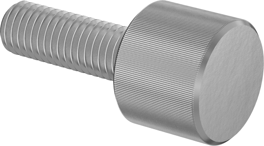 Paslanmaz Çelik Yüksek Profilli Tırtıllı Başlı Parmak Vidası, M10 x 1,5 mm Diş, 30 mm Uzunluk