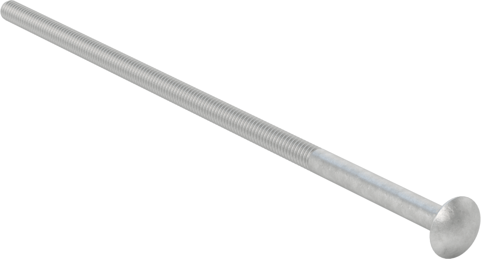 Kare Boyunlu Taşıma Cıvatası, Düşük Mukavemetli Galvanizli Çelik, 1/4"-20 Diş, 8" Uzunluk