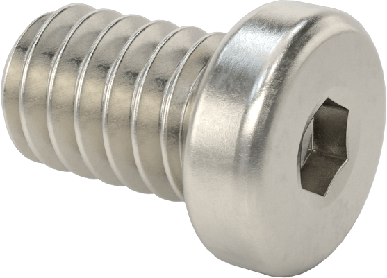 18-8 Paslanmaz Çelik Düşük Profilli Soket Başlı Vida, Altıgen Tahrikli, 1/4"-20 Diş Boyutu, 3/8" Uzunluk