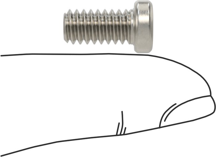 18-8 Paslanmaz Çelik Düşük Profilli Soket Başlı Vida, Altıgen Tahrikli, 1/4"-20 Diş Boyutu, 1/2" Uzunluk