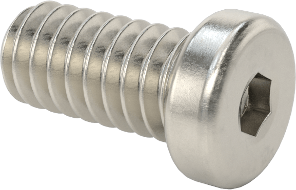 18-8 Paslanmaz Çelik Düşük Profilli Soket Başlı Vida, Altıgen Tahrikli, 1/4"-20 Diş Boyutu, 1/2" Uzunluk