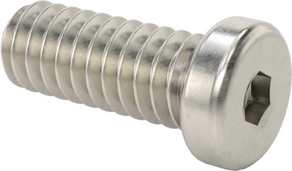 18-8 Paslanmaz Çelik Düşük Profilli Soket Başlı Vida, Altıgen Tahrikli, 1/4"-20 Diş Boyutu, 5/8" Uzunluk