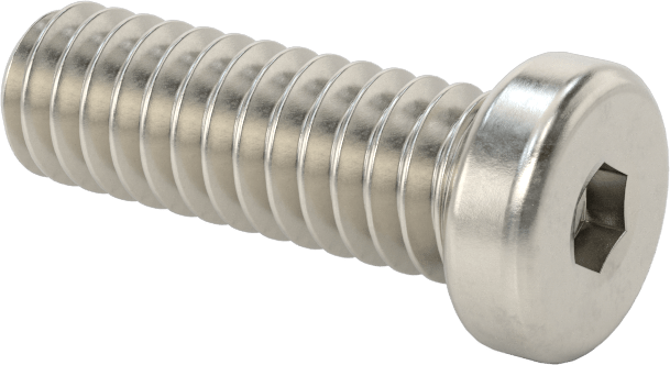 18-8 Paslanmaz Çelik Düşük Profilli Soket Başlı Vida, Altıgen Tahrikli, 1/4"-20 Diş Boyutu, 3/4" Uzunluk