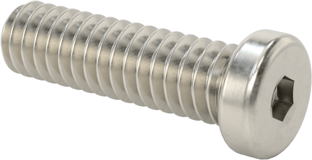 18-8 Paslanmaz Çelik Düşük Profilli Soket Başlı Vida, Altıgen Tahrikli, 1/4"-20 Diş Boyutu, 7/8" Uzunluk