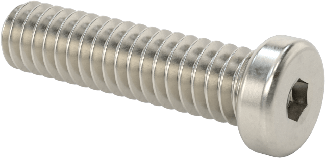 18-8 Paslanmaz Çelik Düşük Profilli Soket Başlı Vida, Altıgen Tahrikli, 1/4"-20 Diş Boyutu, 1" Uzunluk