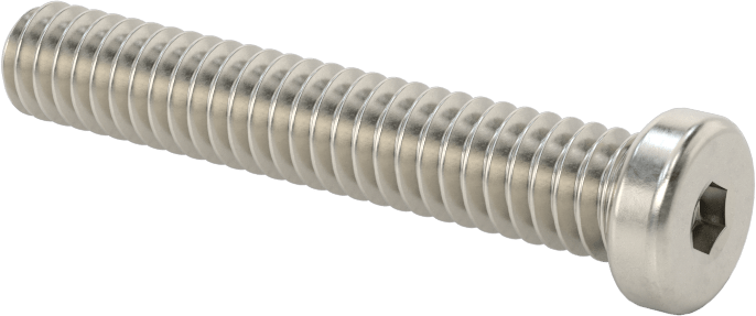 18-8 Paslanmaz Çelik Düşük Profilli Soket Başlı Vida, Altıgen Tahrikli, 1/4"-20 Diş Boyutu, 1-1/2" Uzunluk