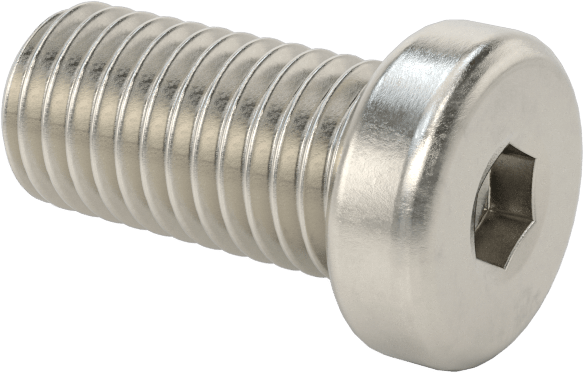 18-8 Paslanmaz Çelik Düşük Profilli Soket Başlı Vida, Altıgen Tahrikli, 1/4"-28 Diş Boyutu, 1/2" Uzunluk