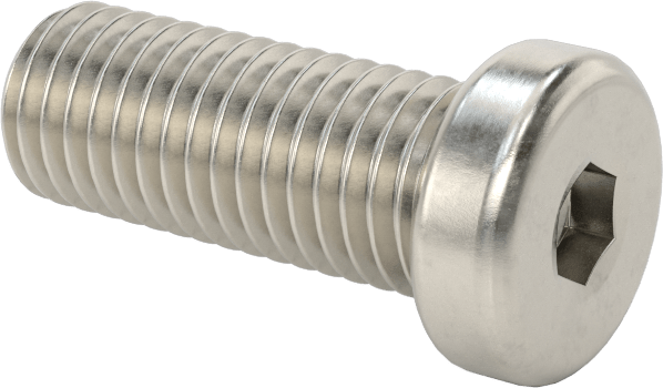 18-8 Paslanmaz Çelik Düşük Profilli Soket Başlı Vida, Altıgen Tahrikli, 1/4"-28 Diş Boyutu, 5/8" Uzunluk