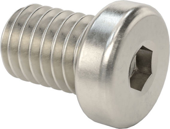 18-8 Paslanmaz Çelik Düşük Profilli Soket Başlı Vida, Altıgen Tahrikli, 3/8"-16 Diş Boyutu, 1/2" Uzunluk