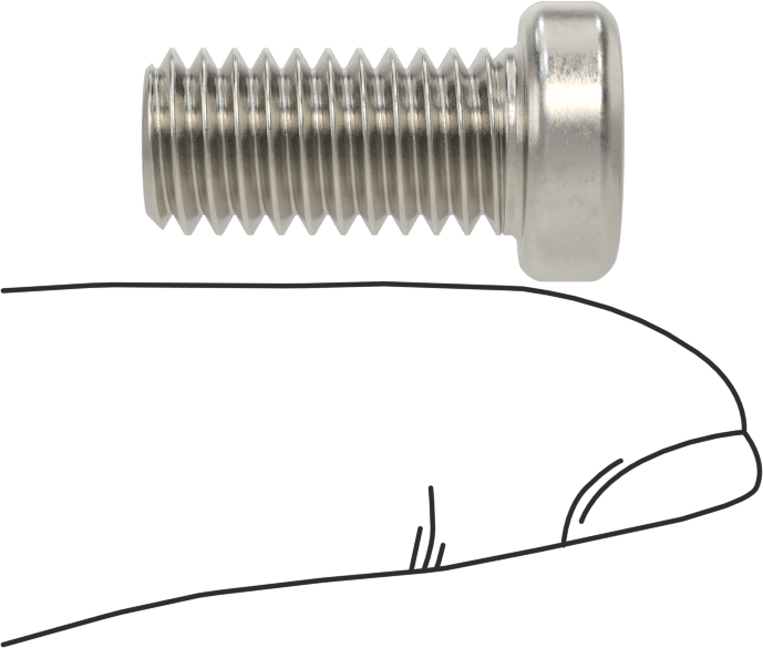 18-8 Paslanmaz Çelik Düşük Profilli Soket Başlı Vida, Altıgen Tahrikli, 3/8"-16 Diş Boyutu, 3/4" Uzunluk