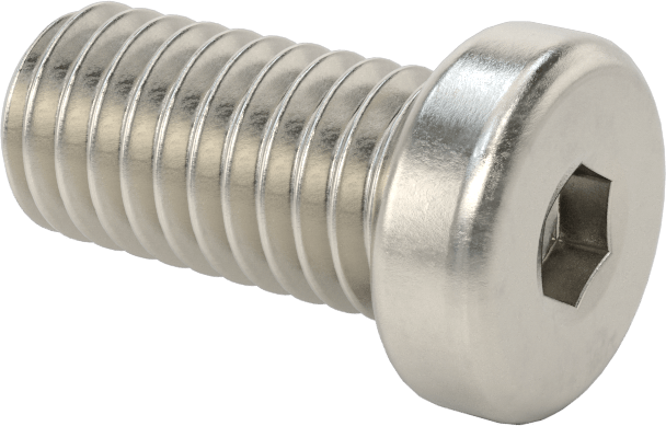 18-8 Paslanmaz Çelik Düşük Profilli Soket Başlı Vida, Altıgen Tahrikli, 3/8"-16 Diş Boyutu, 3/4" Uzunluk