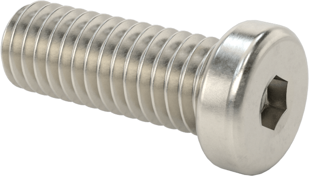 18-8 Paslanmaz Çelik Düşük Profilli Soket Başlı Vida, Altıgen Tahrikli, 3/8"-16 Diş Boyutu, 1" Uzunluk