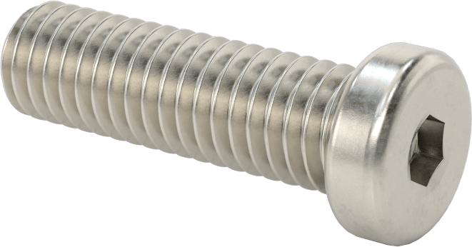18-8 Paslanmaz Çelik Düşük Profilli Soket Başlı Vida, Altıgen Tahrikli, 3/8"-16 Diş Boyutu, 1-1/4" Uzunluk