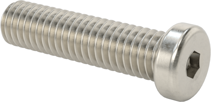 18-8 Paslanmaz Çelik Düşük Profilli Soket Başlı Vida, Altıgen Tahrikli, 3/8"-16 Diş Boyutu, 1-1/2" Uzunluk