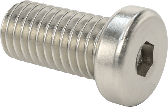18-8 Paslanmaz Çelik Düşük Profilli Soket Başlı Vida, Altıgen Tahrikli, 1/2"-13 Diş Boyutu, 1" Uzunluk