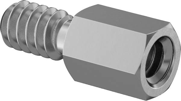 Çinko Kaplı Çelik Erkek-Dişi Dişli Altıgen Ayırıcı, 3/16" Altıgen Boyut, 1/4" Uzunluk, 6-32 ila 6-32 Diş Boyutu