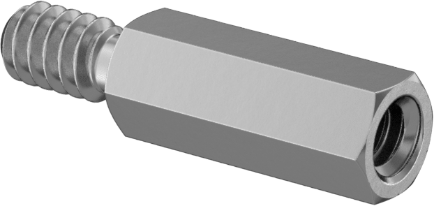Çinko Kaplı Çelik Erkek-Dişi Dişli Altıgen Ayırıcı, 3/16" Altıgen Boyut, 1/2" Uzunluk, 6-32 ila 6-32 Diş Boyutu