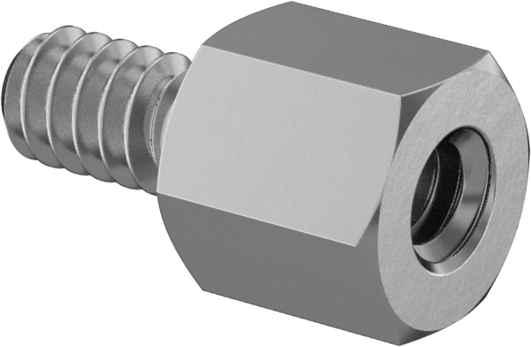 Çinko Kaplı Çelik Erkek-Dişi Dişli Altıgen Ayırıcı, 1/4" Altıgen Boyutu, 1/4" Uzunluk, 6-32 ila 6-32 Diş Boyutu