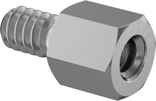 Çinko Kaplı Çelik Erkek-Dişi Dişli Altıgen Ayırıcı, 3/16" Altıgen Boyut, 3/16" Uzunluk, 4-40 ila 4-40 Diş Boyutu