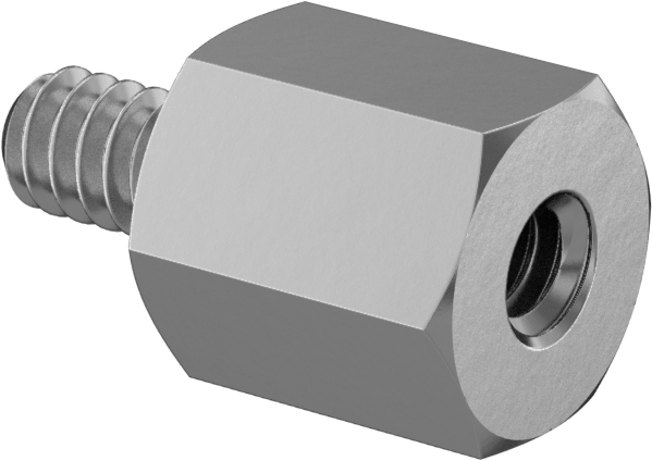 Çinko Kaplı Çelik Erkek-Dişi Dişli Altıgen Ayırıcı, 1/4" Altıgen Boyutu, 9/32" Uzunluk, 4-40 ila 4-40 Diş Boyutu