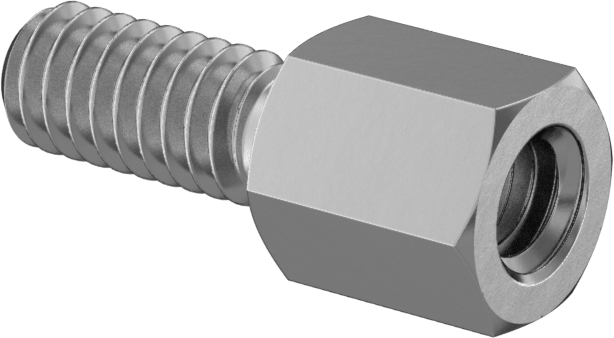 Çinko Kaplı Çelik Erkek-Dişi Dişli Altıgen Ayırıcı, 1/4" Altıgen Boyutu, 9/32" Uzunluk, 8-32 ila 8-32 Diş Boyutu