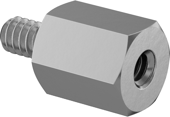 Çinko Kaplı Çelik Erkek-Dişi Dişli Altıgen Ayırıcı, 1/4" Altıgen Boyutu, 5/16" Uzunluk, 4-40 ila 4-40 Diş Boyutu