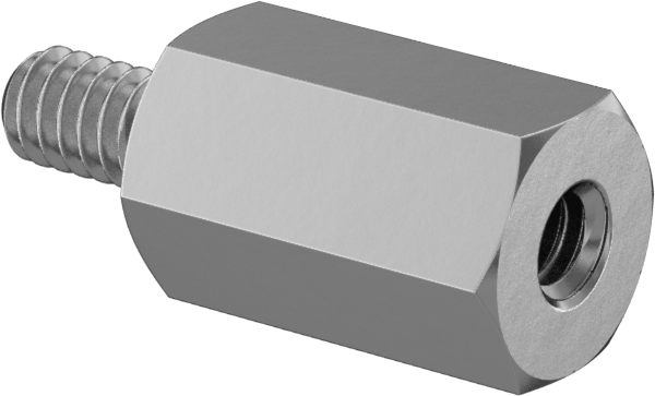 Çinko Kaplı Çelik Erkek-Dişi Dişli Altıgen Ayırıcı, 3/16" Altıgen Boyut, 5/16" Uzunluk, 2-56 ila 2-56 Diş Boyutu
