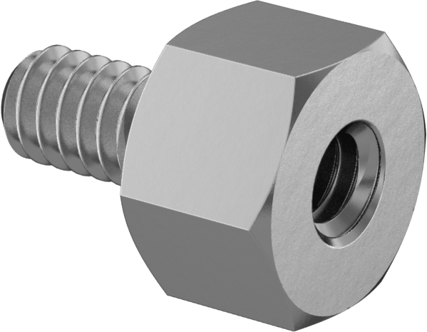 Çinko Kaplı Çelik Erkek-Dişi Dişli Altıgen Ayırıcı, 3/16" Altıgen Boyut, 1/8" Uzunluk, 2-56 ila 2-56 Diş Boyutu