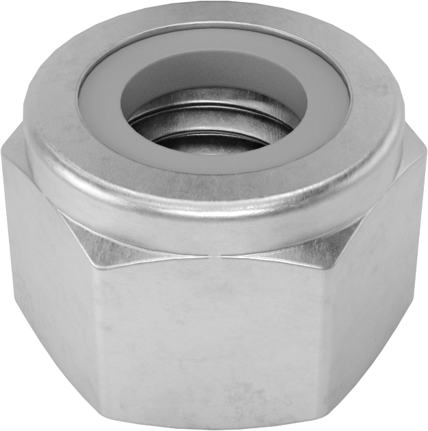 18-8 Paslanmaz Çelik Naylon Ekli Kilit Somunu, M8 x 1,25 mm Diş, 13 mm Genişlik, 9,5 mm Yüksek