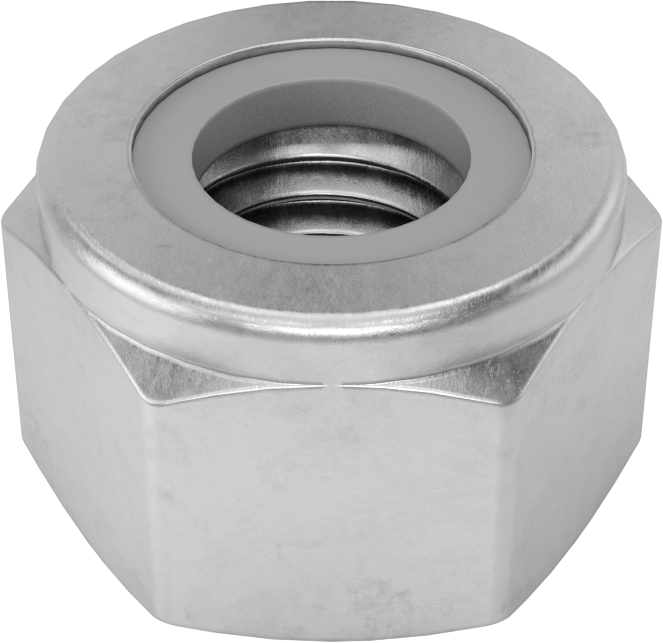 18-8 Paslanmaz Çelik Naylon Ekli Kilit Somunu, M10 x 1,5 mm Diş, 17 mm Genişlik, 11,5 mm Yükseklik