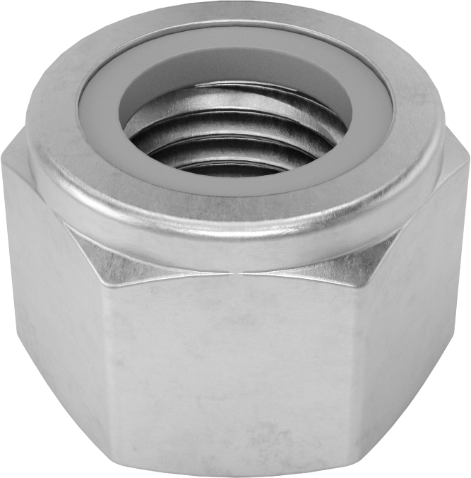 18-8 Paslanmaz Çelik Naylon Ekli Kilit Somunu, M16 x 2 mm Diş, 24 mm Genişlik, 18 mm Yükseklik