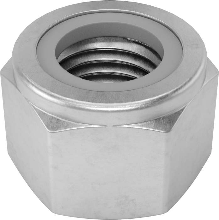18-8 Paslanmaz Çelik Naylon Ekli Kilit Somunu, M20 x 2,5 mm Diş, 30 mm Genişlik, 22 mm Yükseklik